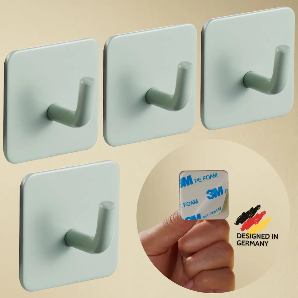 DEKAZIA Set 4 Ganci Parete Bambini Verde Menta - Design e Ordine