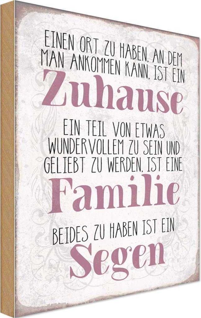 vianmo Holzschild 18x12 cm Zuhause Familie beides ein Segen Produktbild 