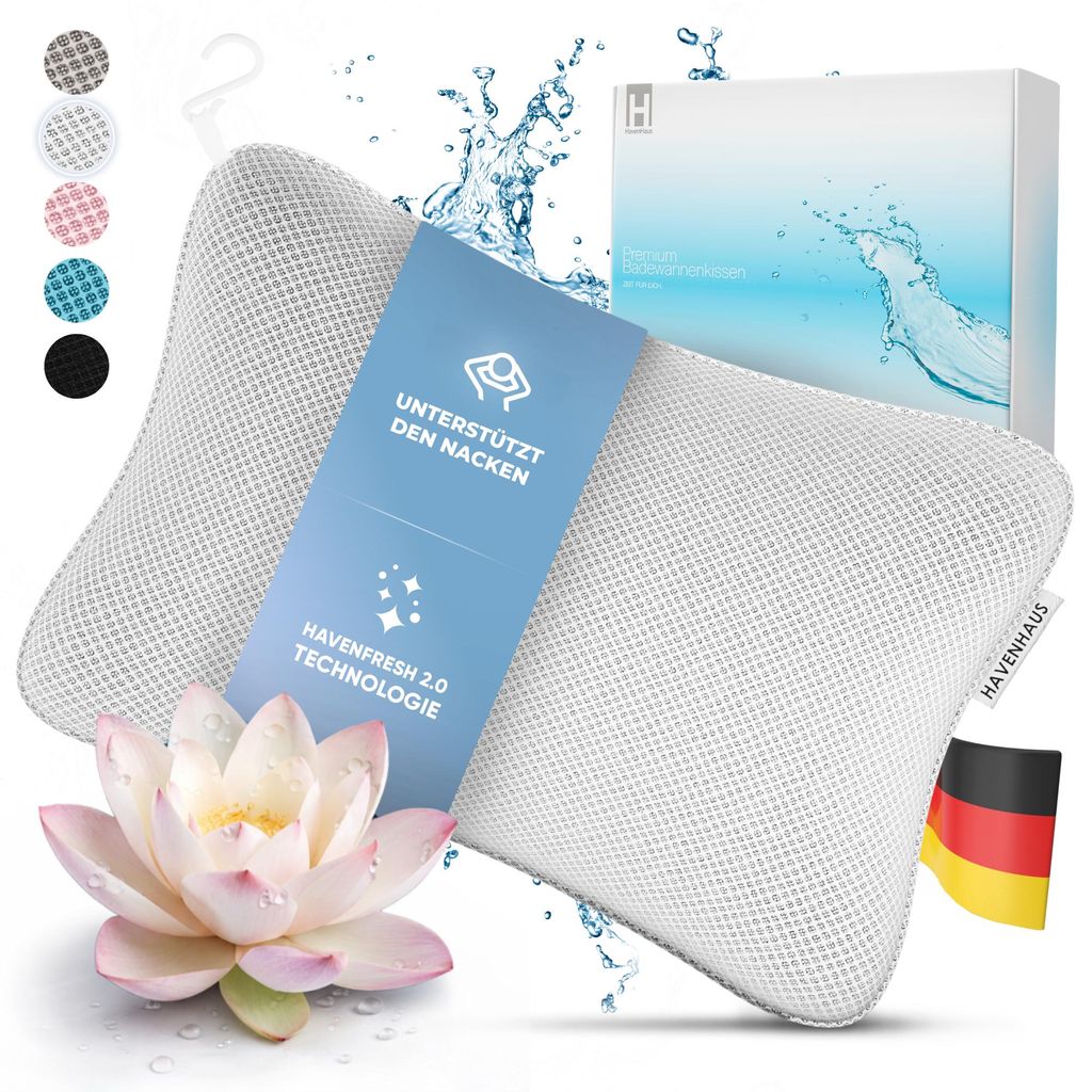 Premium Badewannenkissen Weiss | Badekissen für Badewanne Produktbild 