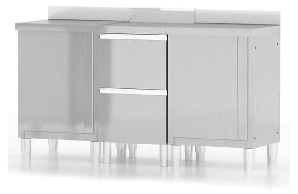 Gastro Küchenschrank aus Edelstahl mit zwei Schubladen