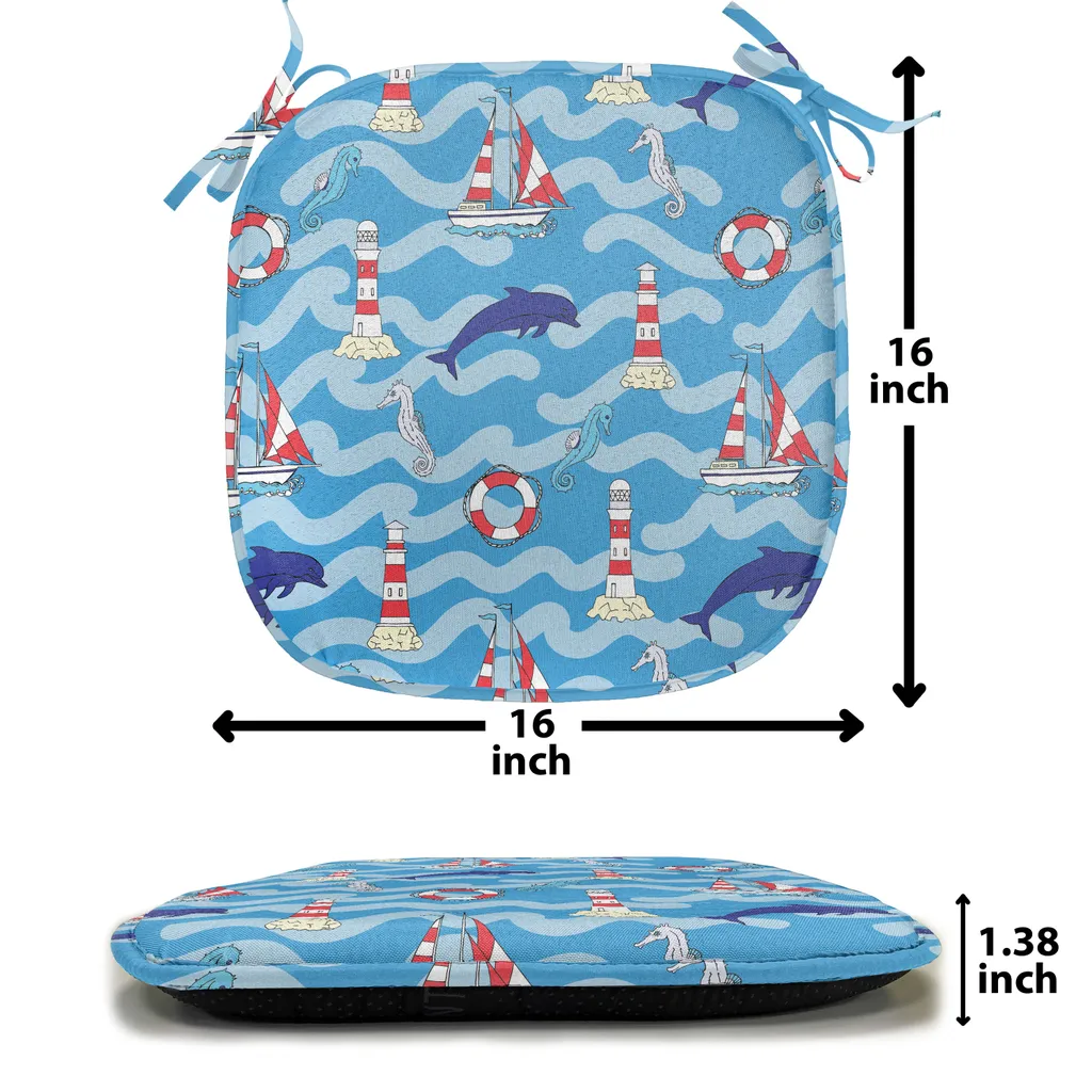 Lot 12 Galettes de Chaise Imperméables 40x40 cm Design Océan Bleu