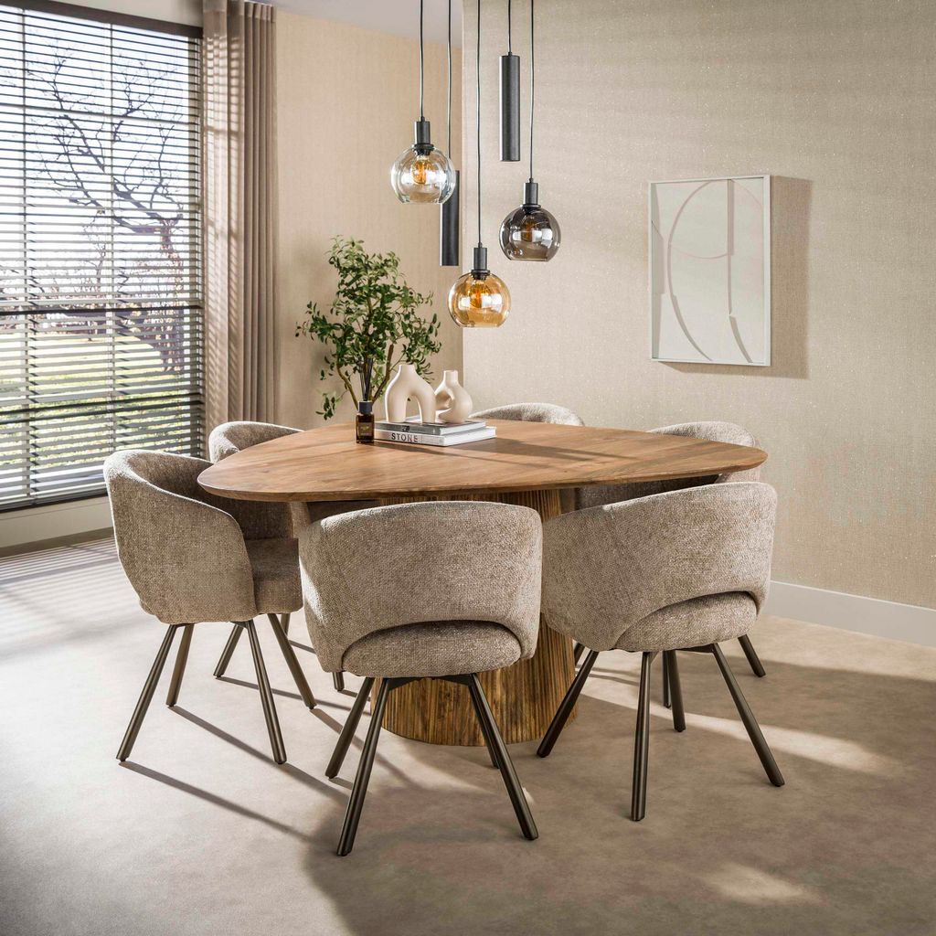 Hoyz Collection – Esstisch Wave – Beige – 150 x 150 x 77 cm