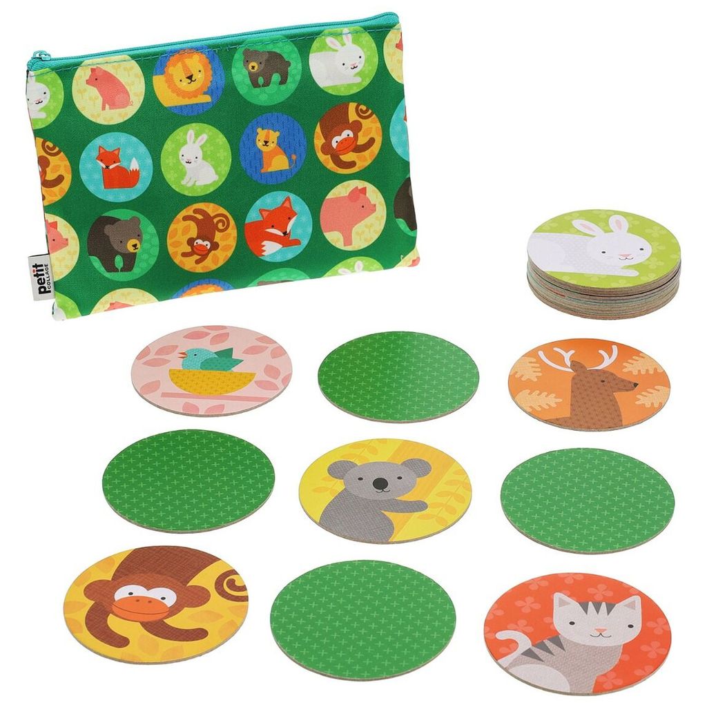 Petit Collage Memory Spiel Tiere und Babytieren - Lernkartenspiel