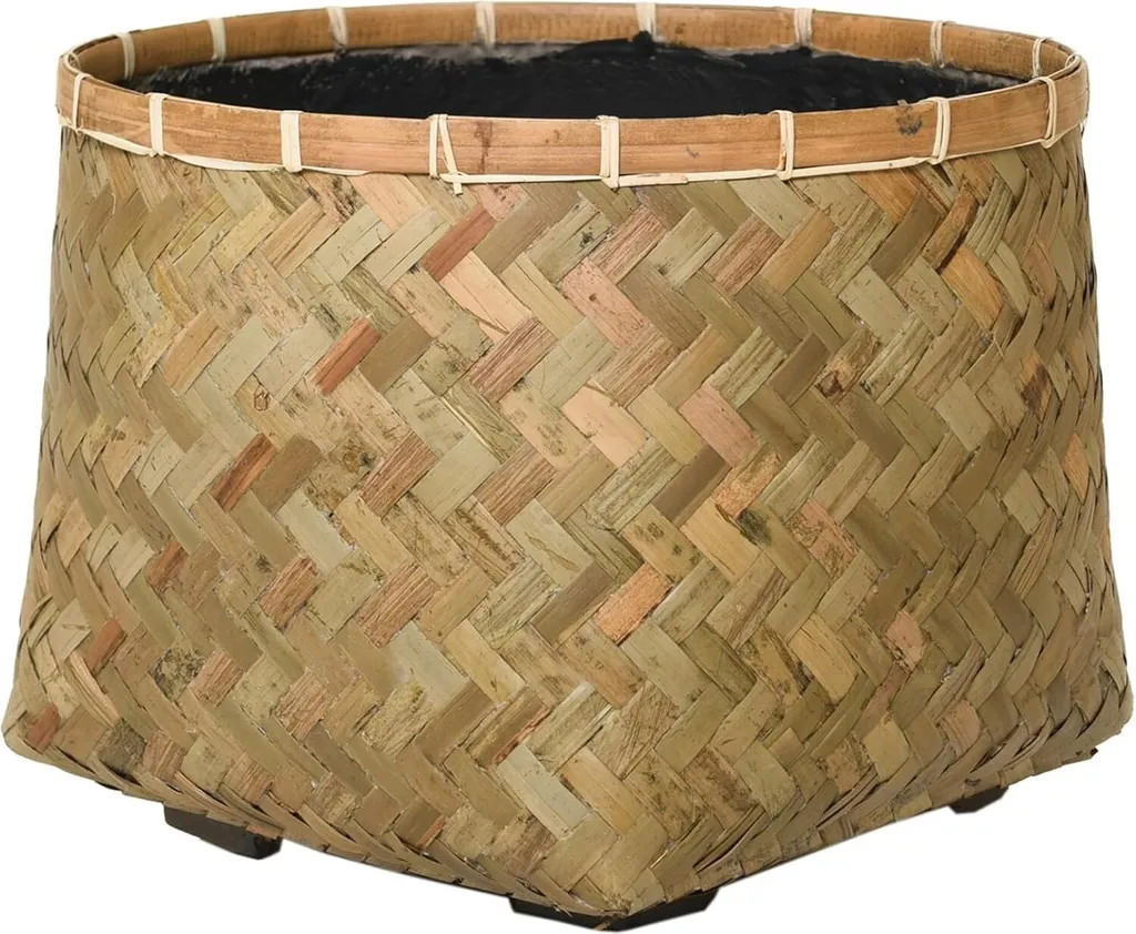 Cache-pot en bambou tressé rond CISTELLA pour plante d'intérieur 37cm