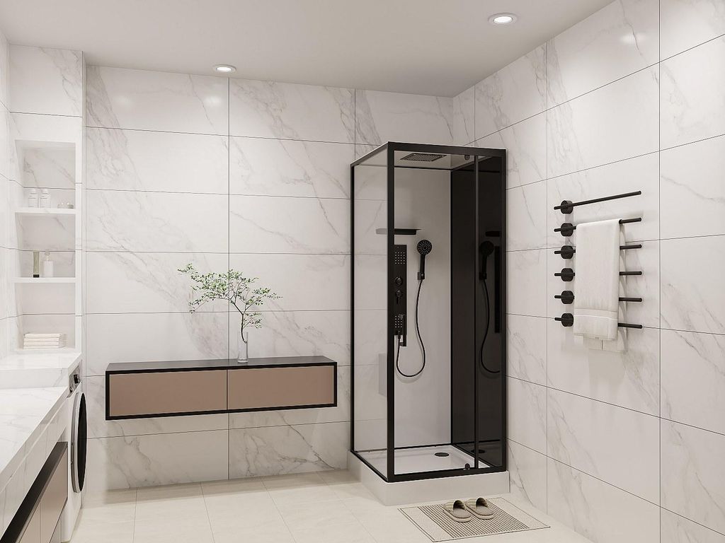 Hydromassage-Duschkabine - Beidseitige Montage - B 80 x T 80 x H 215 cm - FOMIRA