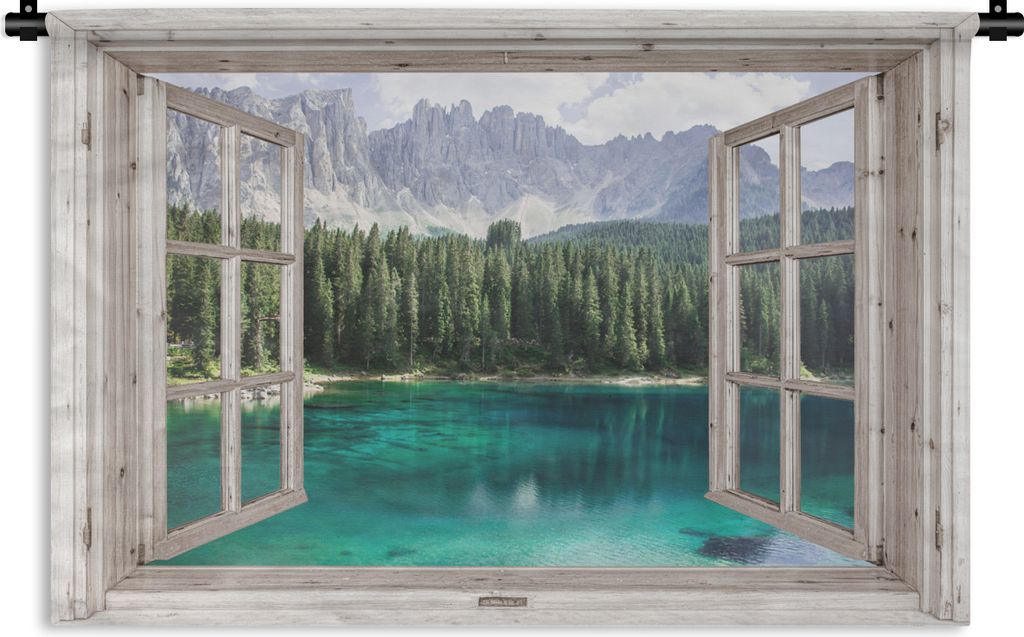MuchoWow Wandteppich Wandbehang Aussicht - Berg - Wasser 120x80 cm Tapisserie Dekoration Wandtuch - Wanddekorationen - Wandtücher
