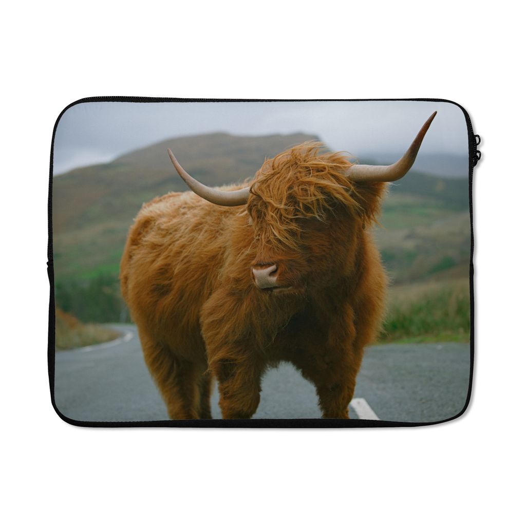 MuchoWow Laptop Hülle 15 Zoll Schottischer Highlander - Berg - Straße Laptoptasche - Laptoptasche - Sleeve - Rundum-Schutz