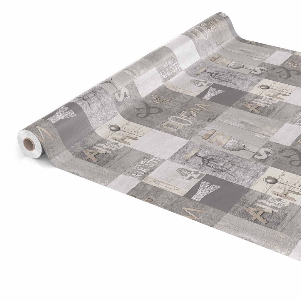 Tischdecke Wachstuch Holz Grau Robust Wasserabweisend Breite 140 cm Länge 1000 cm