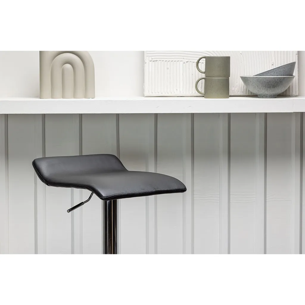 Jonna Tabouret de Bar en Cuir Polyuréthane Noir - Design Industriel Chic - 5