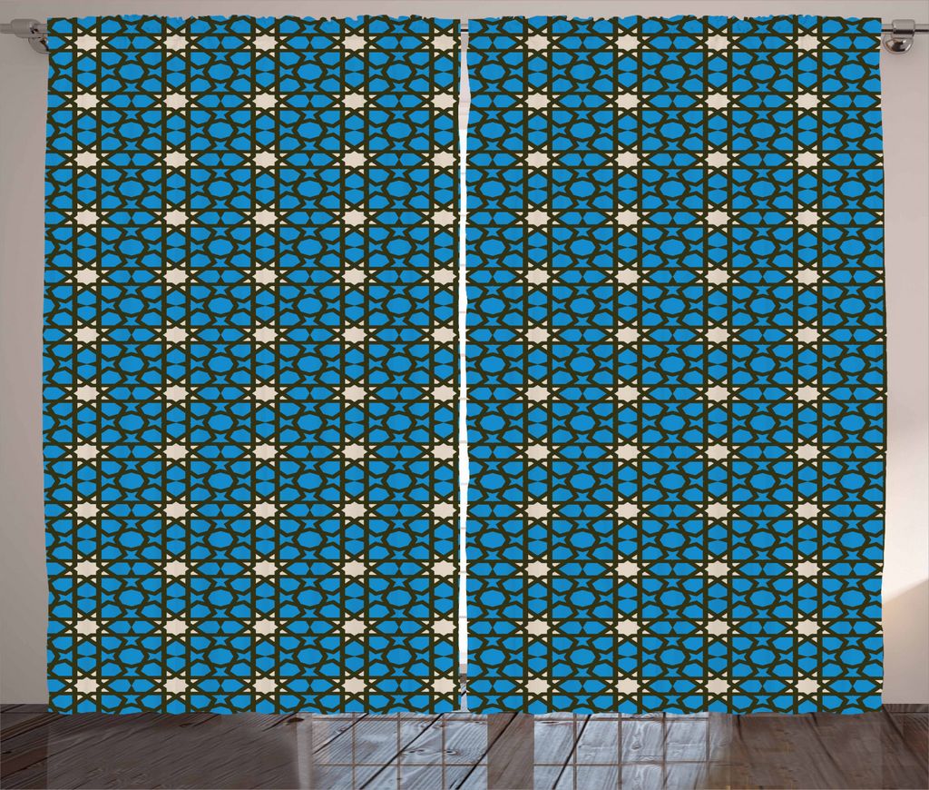 ABAKUHAUS Ethnisch Rustikaler Vorhang, Böhmische Kultur Sterne, Wohnzimmer Universalband Gardinen mit Schlaufen und Haken, 280 x 225 cm, Dunkle Ta...