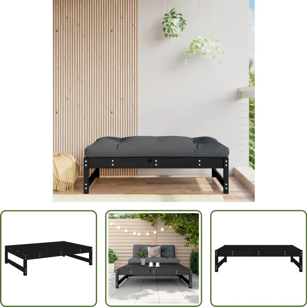 Sgabello Giardino Nero 120x80 cm Legno Pino Massiccio | The Living Store