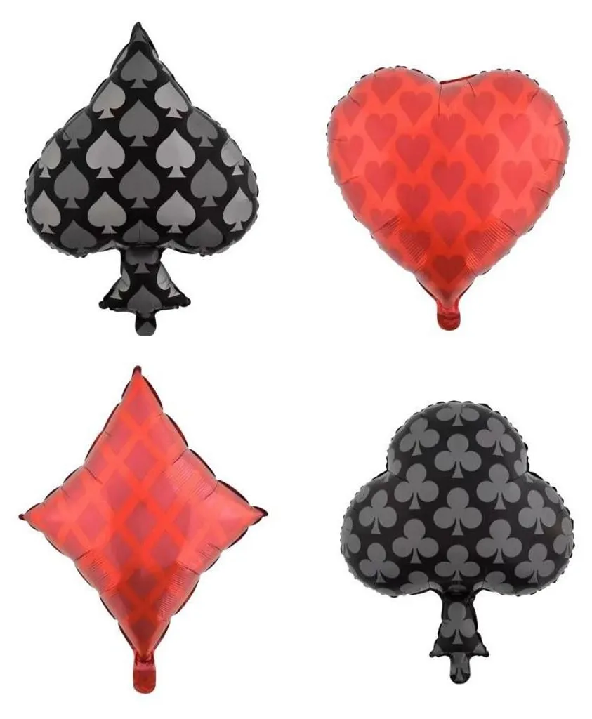 Ballon Décoration Soirée Casino - Kit 4 Enseignes Cartes pour Buffet