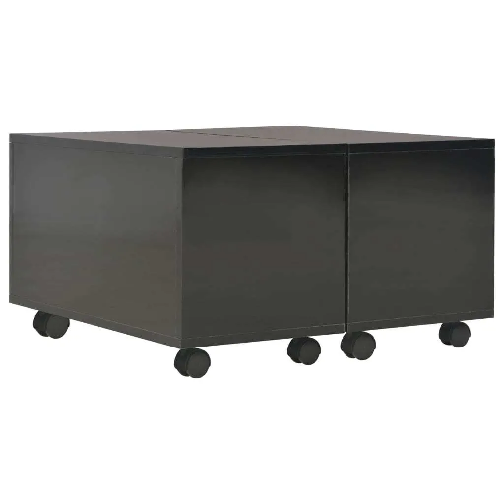 Table basse brillante noire 60 cm bois composite robuste et durable