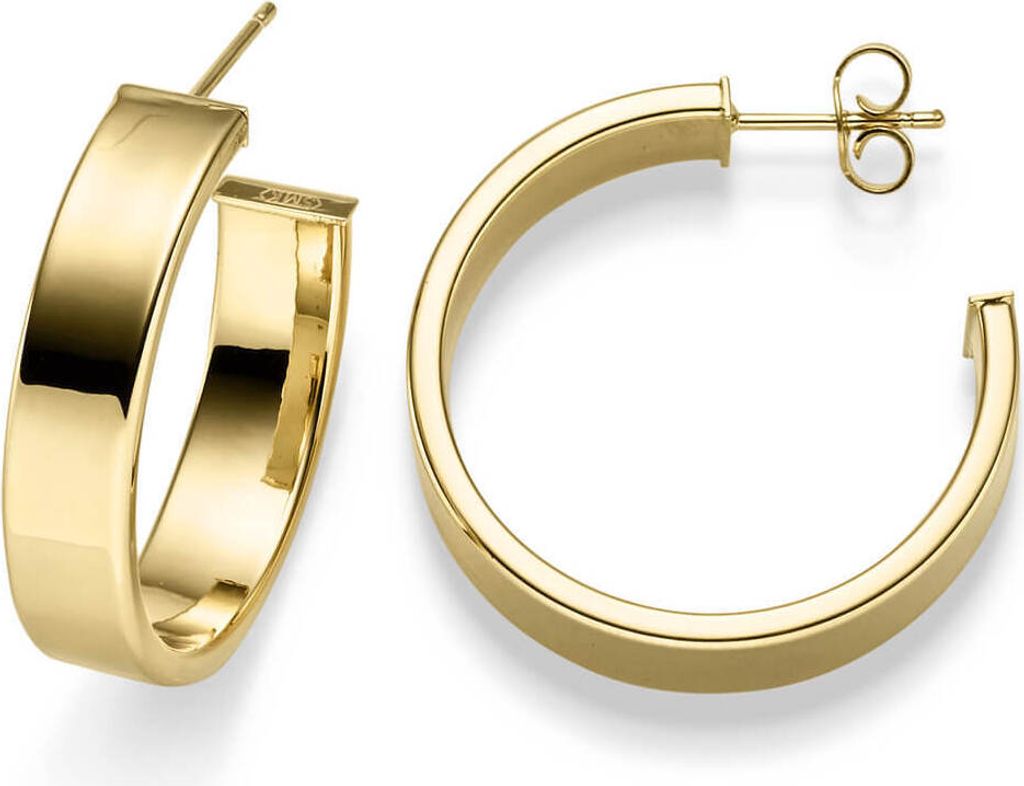 Paar Ohrringe Creole-Stecker 30x7mm aus 585 Gold Gelbgold flach schlicht