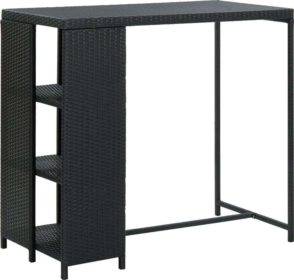 Tavolo Alto da Bar vidaXL Poly Rattan Nero 120x60x110cm