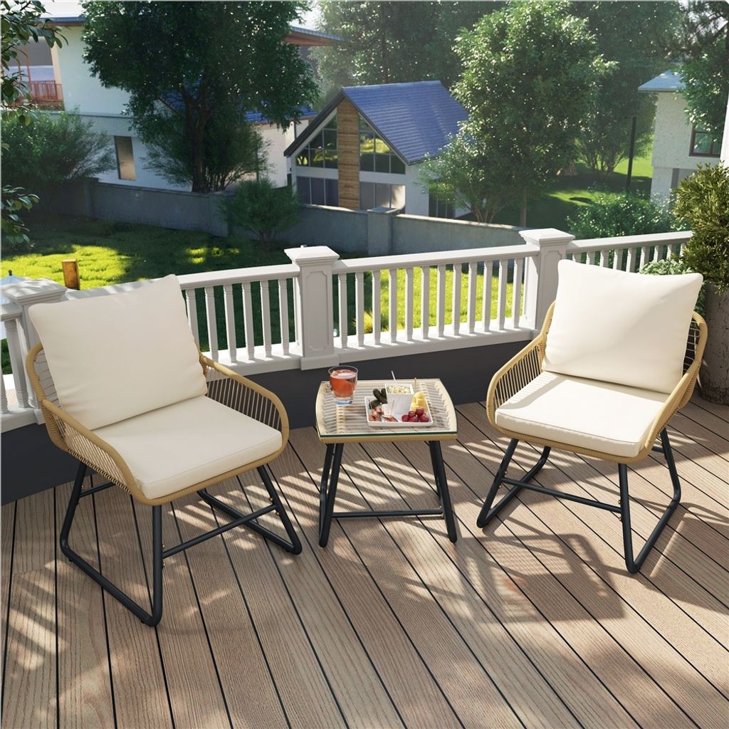 Yaheetech 3er Gartenmöbel Set aus Poly-Rattan mit 1 Produktbild 