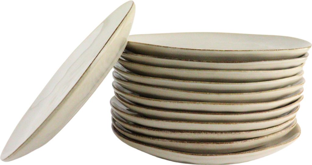 OTIX Speiseteller Tafelservice 12 Personen Beige 27cm Keramik MAPLE