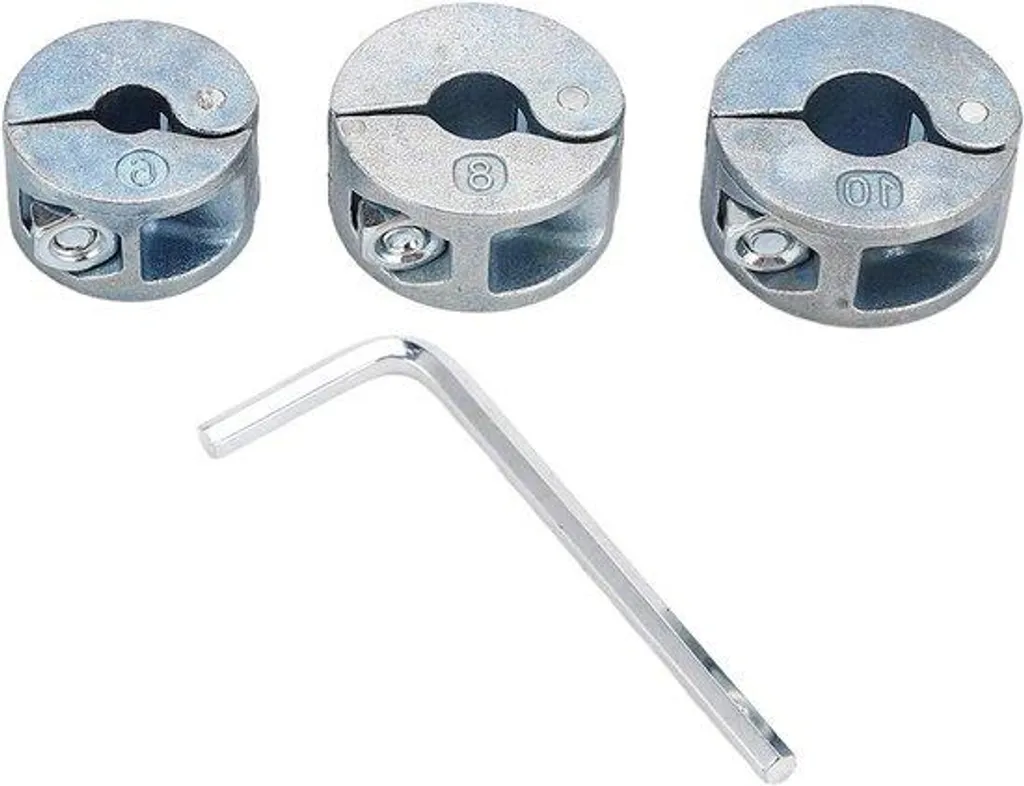 Set 3 Bagues de perçage en acier - Diamètres 6/8/10 mm + Clé Allen
