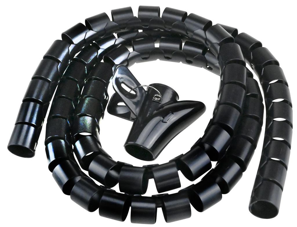Bambelaa! Kabelschlauch 1,5m Kabelkanal kürzbar Kunststoff flexible Kabelorganisation 20mm Durchmesser (Schwarz, 1,5m)