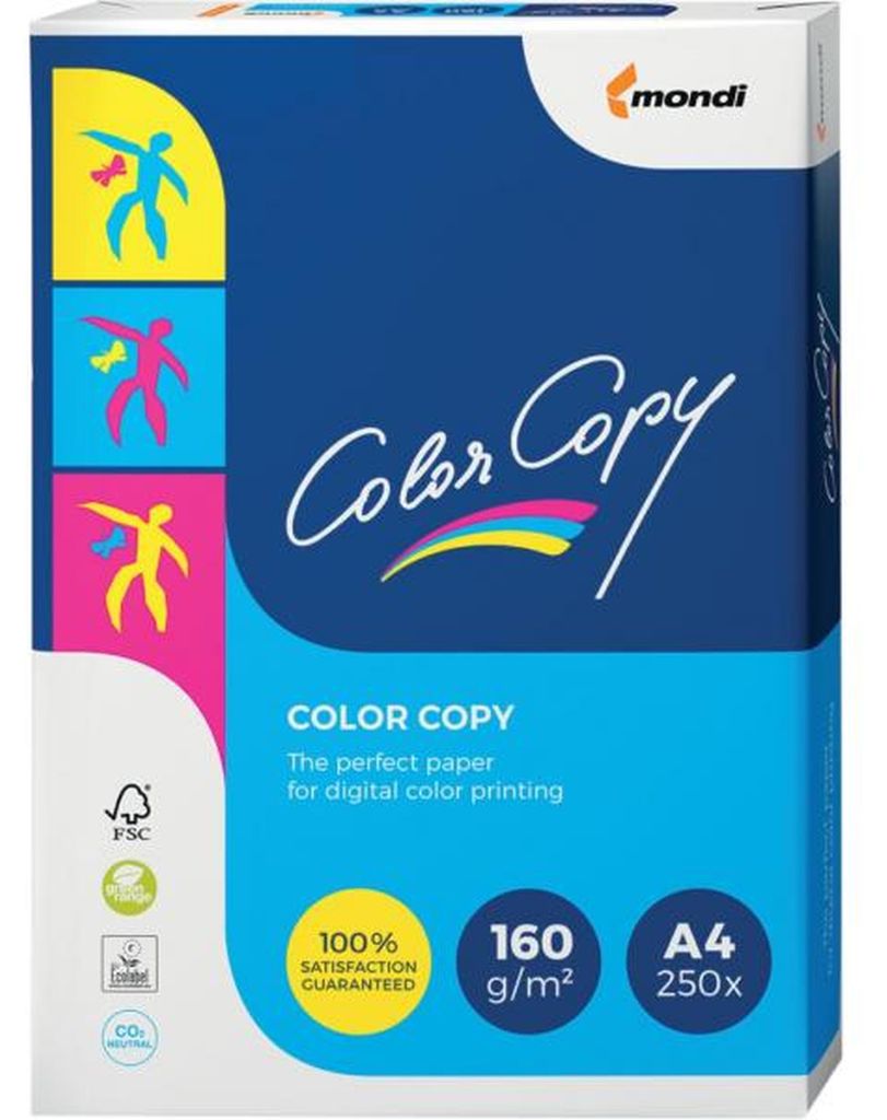 Kopierpapier Color Copy, DIN A4, 160g/qm, weiß, Weißegrad 161 CIE, Packung à 250 Blatt