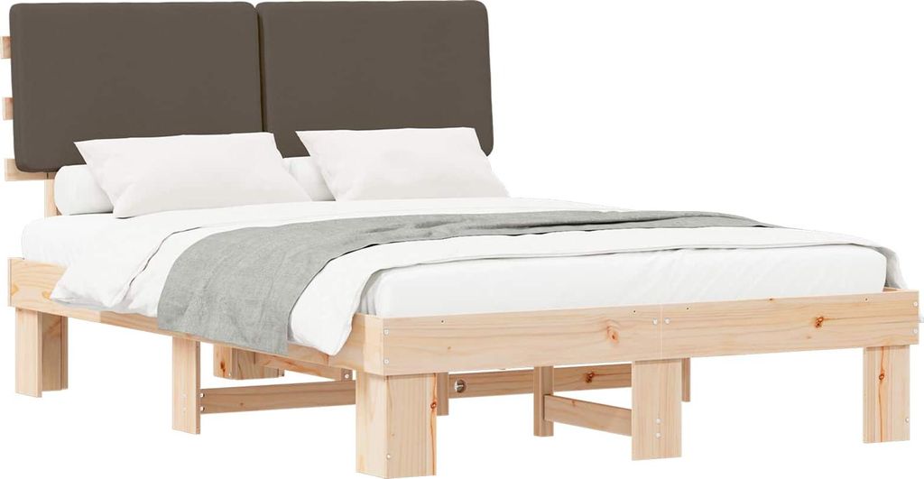 Bettgestell mit gepolstertem Kopfteil Taupe 150 x 200 cm