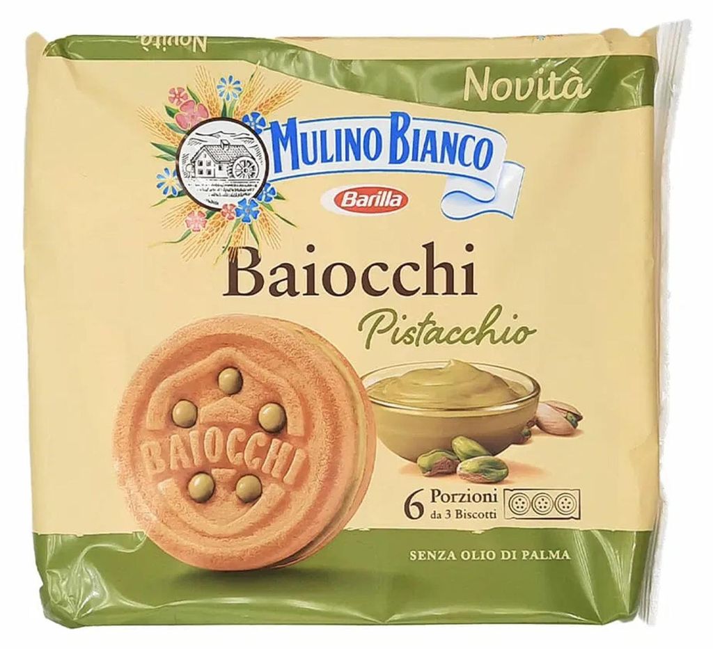 Mulino Bianco Baiocchi Snack sušienky plnené pistáciovým Obrázok produktu 