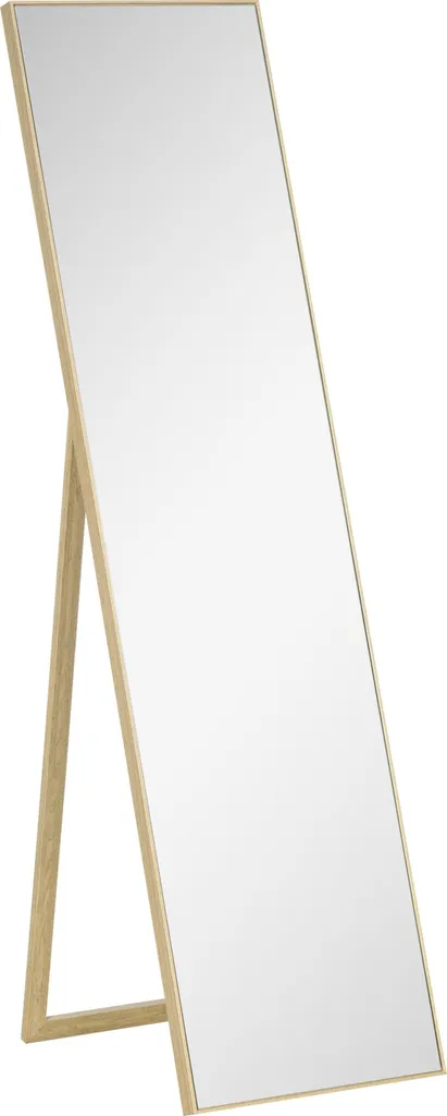 Miroir de dressing pleine longueur avec cadre bois clair 40x147 cm