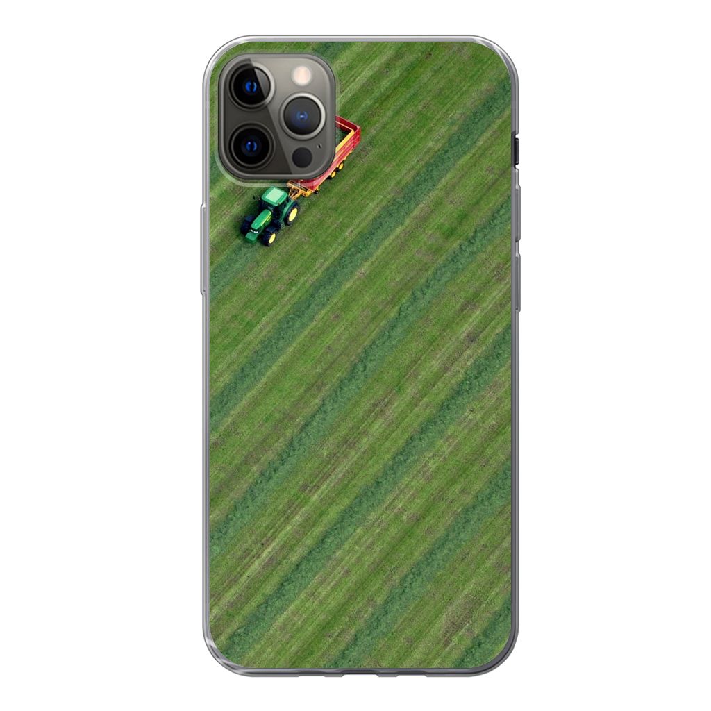 MuchoWow Handyhülle Schutzhülle Hülle für iPhone 12 Pro Max Zugmaschine - Anhänger - Grün Silikon Softcase Handy Hülle - Hartschale