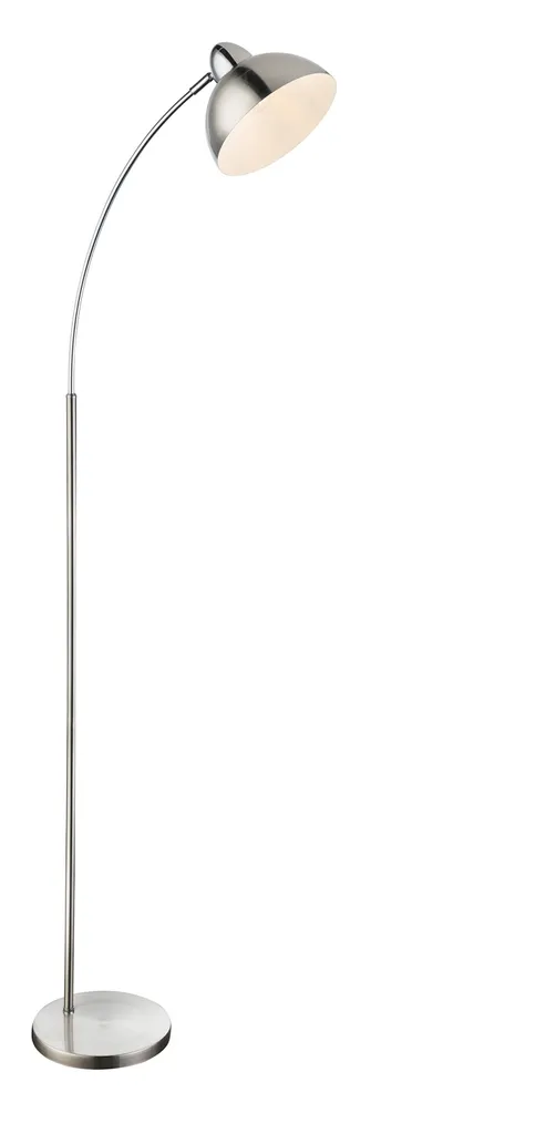 Lampadaire de Salon Moderne en Métal Nickel et Blanc avec Pied à Pédale