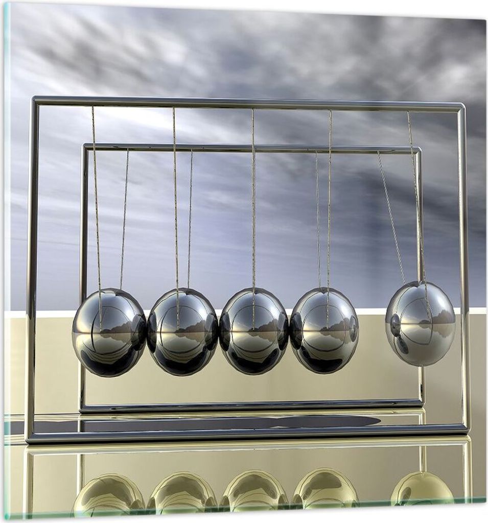 Bilder auf glas - Chrom Kugeln Wissenschaft - 30x30cm - Glasbilder - Wandbilder - Kunstdruck - zum Aufhängen bereit - Wanddekoration aus Glas - Gl...