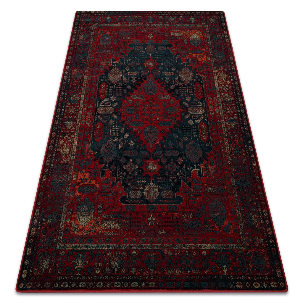 Tapis laine OMEGA HARUN 170x235 cm : Confort et isolation bleu rouge