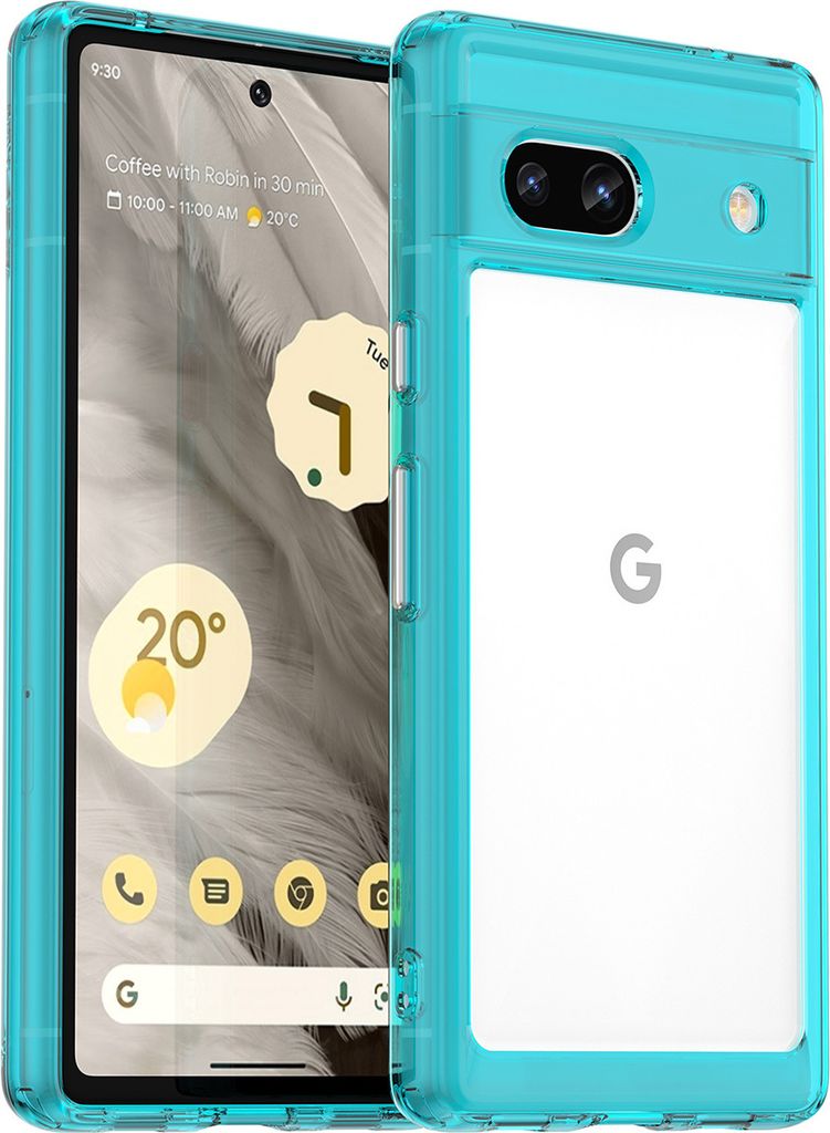 Google Pixel 7A Hülle, Klar Rückseite Stoßfeste TPU Silikon Bumper Schutzhülle für Google Pixel 7A Hellblau