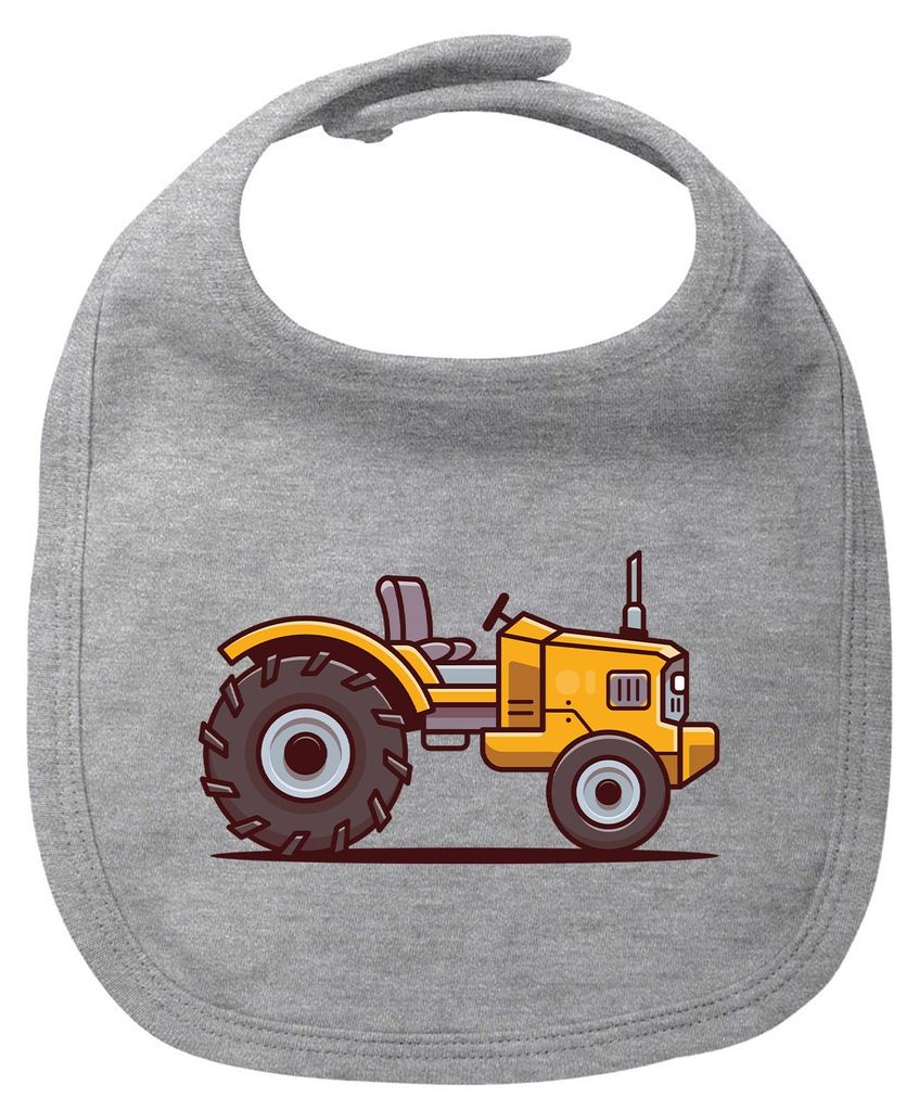 Huuraa Baby Lätzchen Traktor Trecker Heather Grey Klettverschluss Baumwolle Latz Geschenkidee