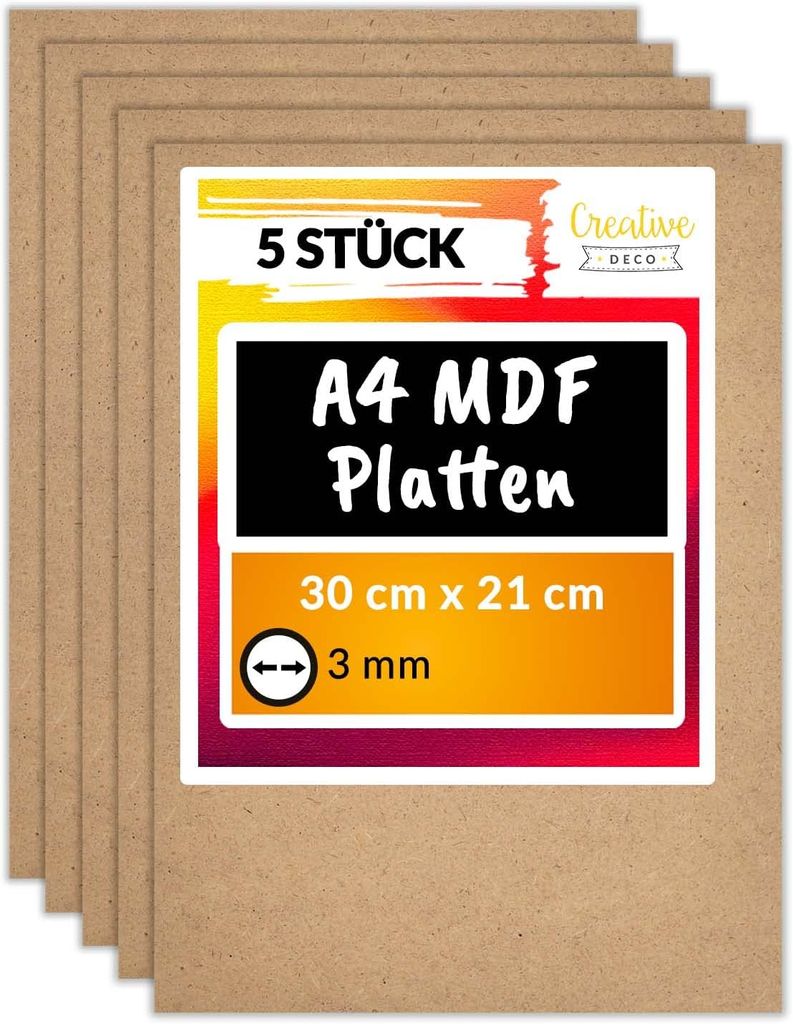 Creative Deco 5 x A4 MDF Listy | 300 x 210 x 3 mm  | Tenké Obrázok produktu 