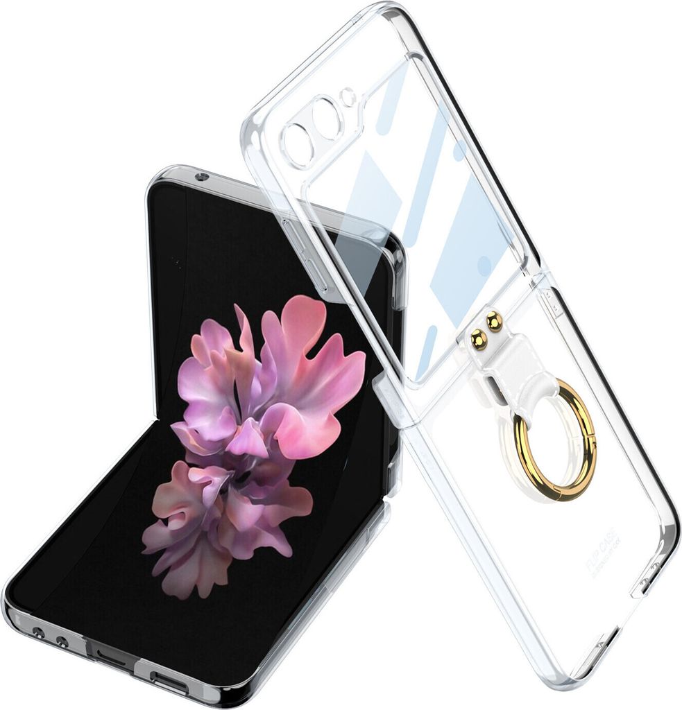 Hülle für Samsung Galaxy Z Flip 6 / Z Flip 7 FE Schlank Überzug Transparent Ringhalter Schutzhülle Silber