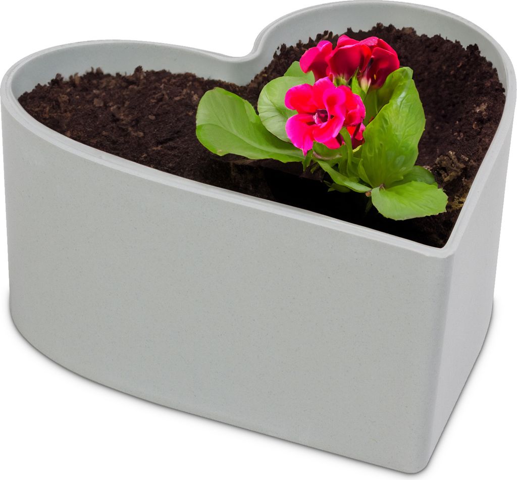 Herz Pflanzschale Vintage hell-grau 15 x 15 cm Grabschmuck