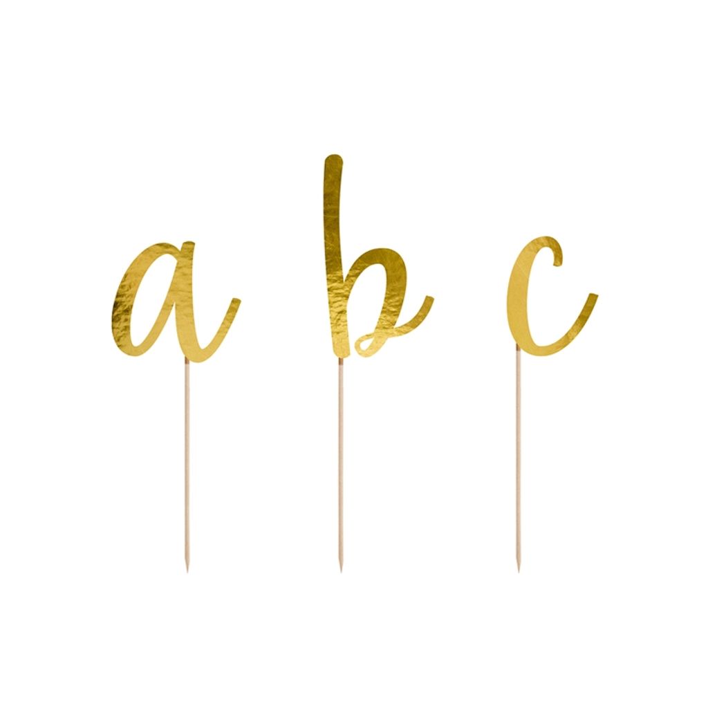 Cake Topper Buchstaben Papier gold, 53 Stück