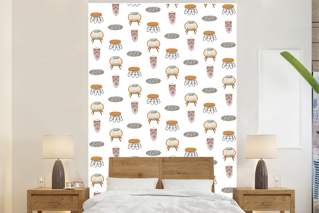MuchoWow Fototapete für Wohnzimmer oder Schlafzimmer Wandtapete Vinyl Motivtapete Wohnzimmer - Muster - Farben - 225x350 cm - Schlafzimmer tapete