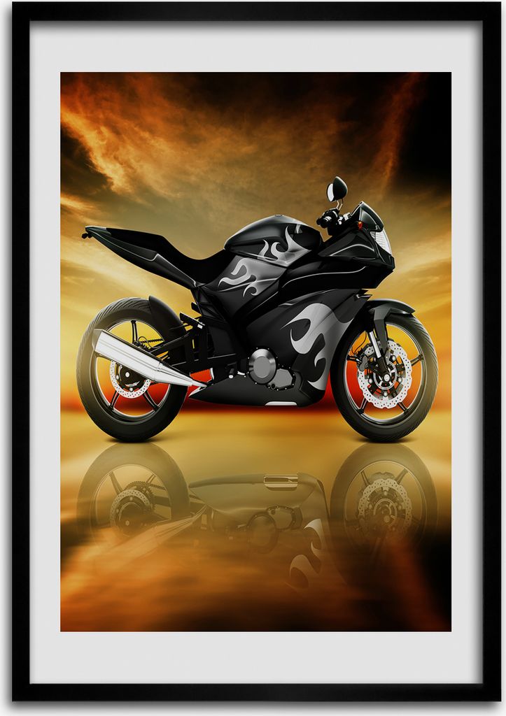 Bild - Bilderrahmen - Foto - 70 cm x 100 cm - MDF - Rahmen - Wandkunst - Motorrad