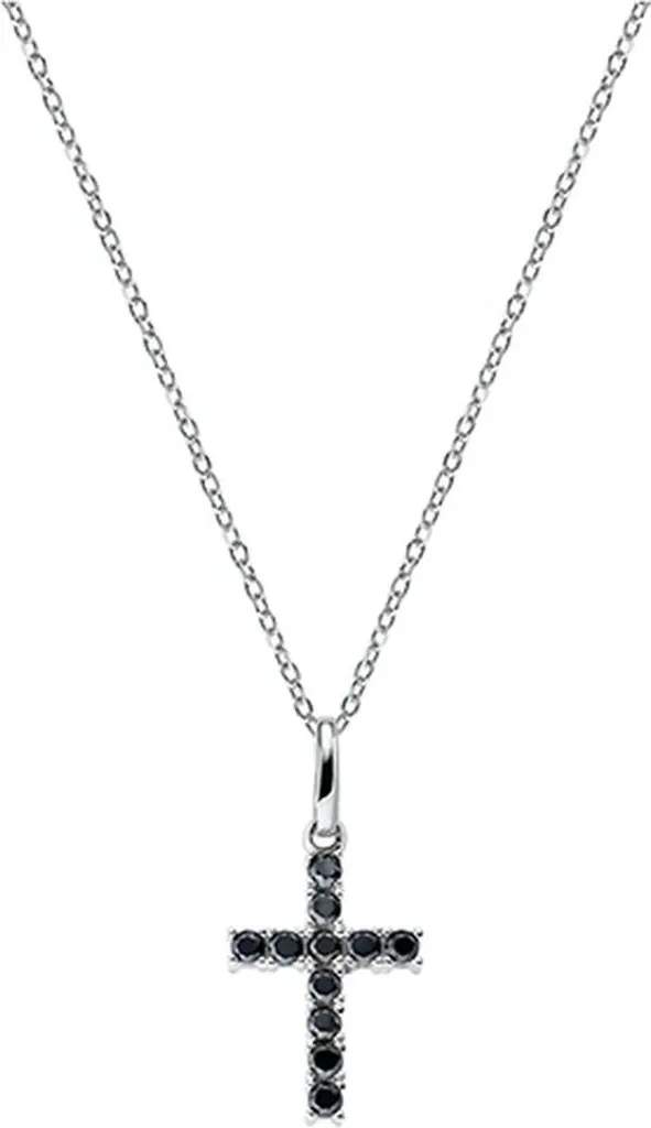 Collier Femme Amen CRBN03 en Argent 925 avec Pendentif Croix en Cristal
