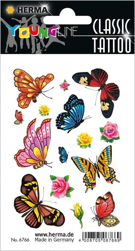 HERMA 6766 Temporäre Tattoos Schmetterlinge, 15 Stück, Produktbild 