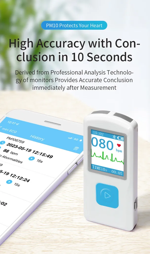 Moniteur ECG PM10 Écran Couleur LCD avec Électrodes Intégrées et USB - 9
