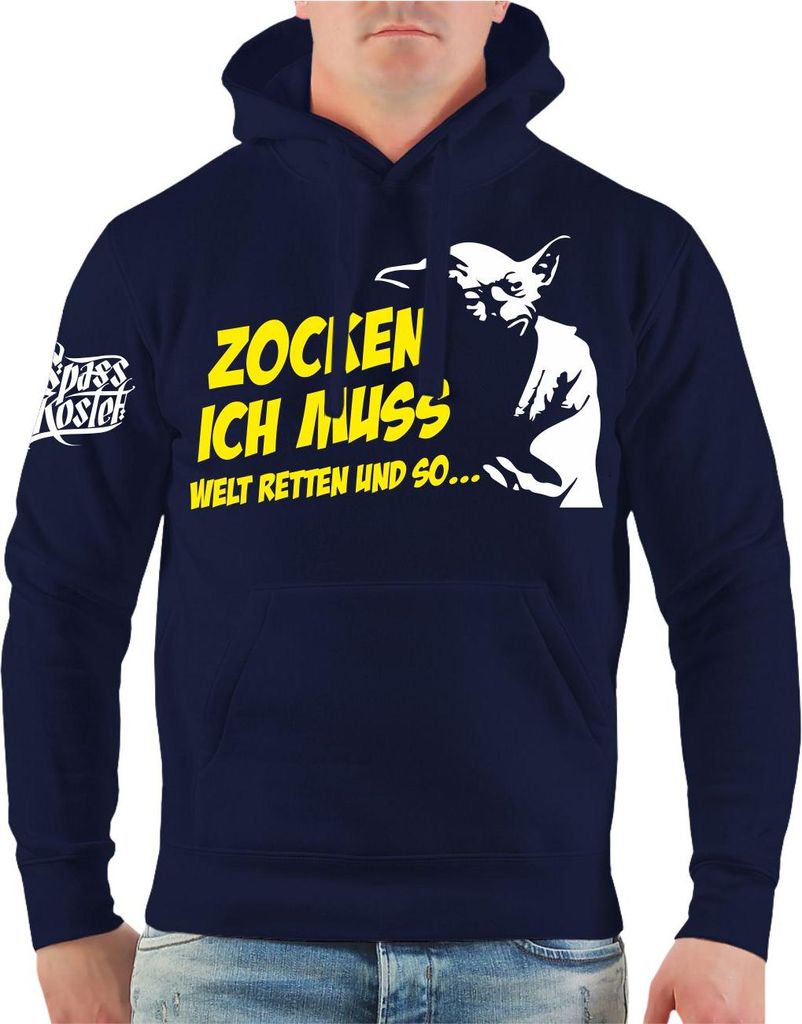 Herren Kapuzenpullover Zocken ich muss Welt retten und so