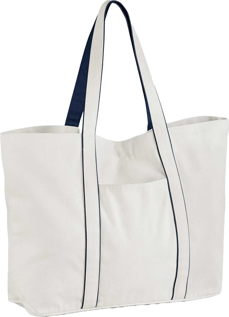 Westford Mill - Borsa tote "Courtside", L BC7073 (Taglia unica) (Bianco morbido/Blu scuro)