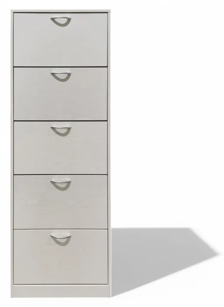 Meuble à chaussures 5 portes en blanc bilaminé 60 x 24 x 180 cm