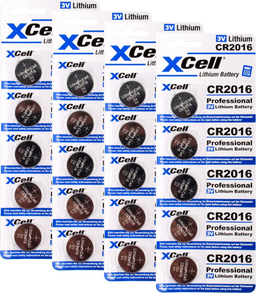 20x CR2016 Lithium-Knopfzelle 3V / 90mAh (4x 5er Pack)