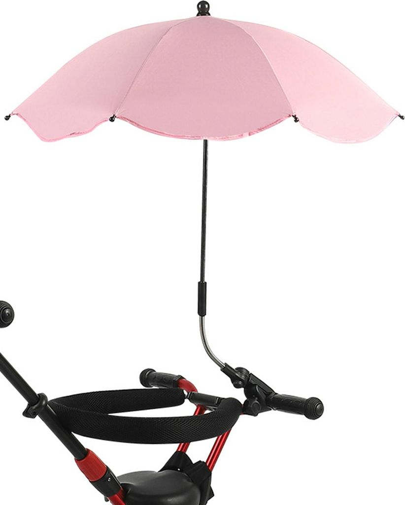 Kinderwagen-Regenschirm, UV-Schutz, 360 Grad verstellbar, automatisch, wasserdicht, tragbar, Sonnenschutz, Rosa