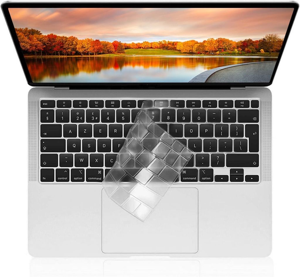 Tastaturschutz für Macbook Pro 14 (14,2) Pro 16 (16,2) Air 13 (13,6) – Transparentes Silikon, AZERTY-Tastatur EU-Layout Phonillico