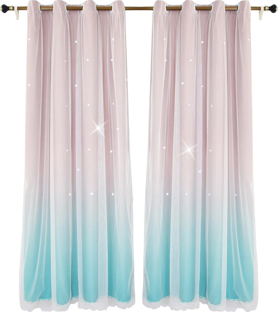 Rideaux Étoile Double Couche pour Chambre d'Enfant - Set de 2 Panneaux