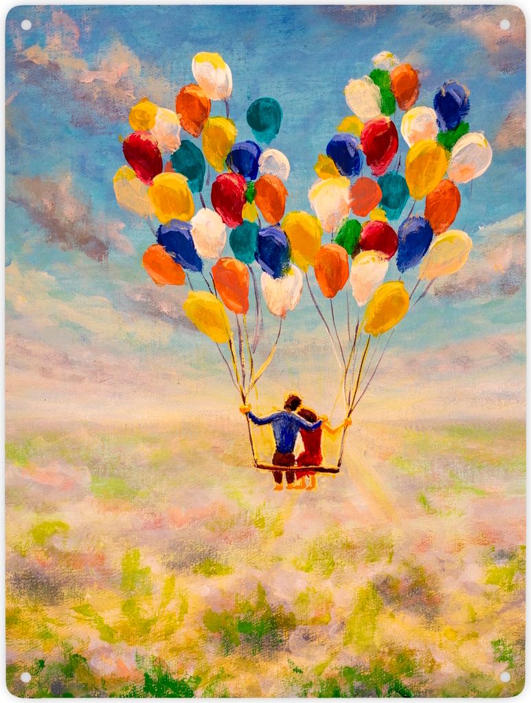 Luftballon Love and Life Metallschild Metallschild XXL